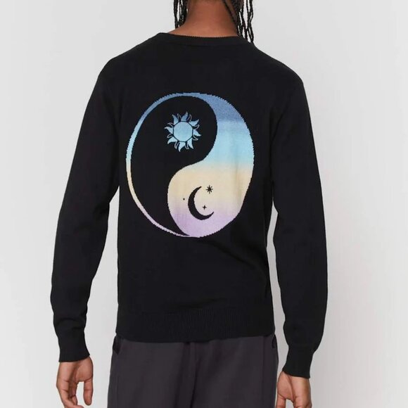 SPIRITUAL GANGSTER Yin Yang Unisex Parker Sweater Vintage Black Sweater - Picture 1 of 6